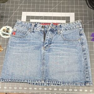 Mudd Light Wash Denim Mini Skirt